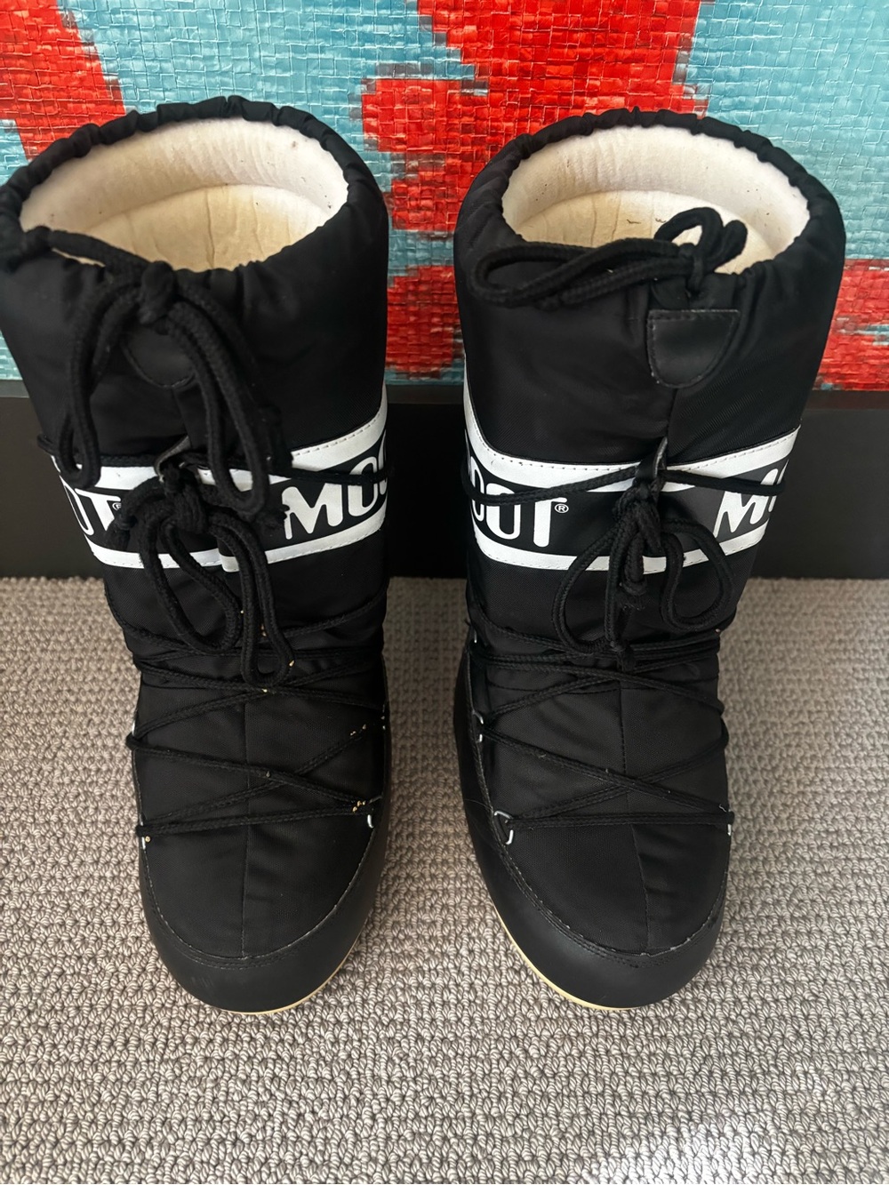 Moon Boot Black and White Logo Kids Snow Boots